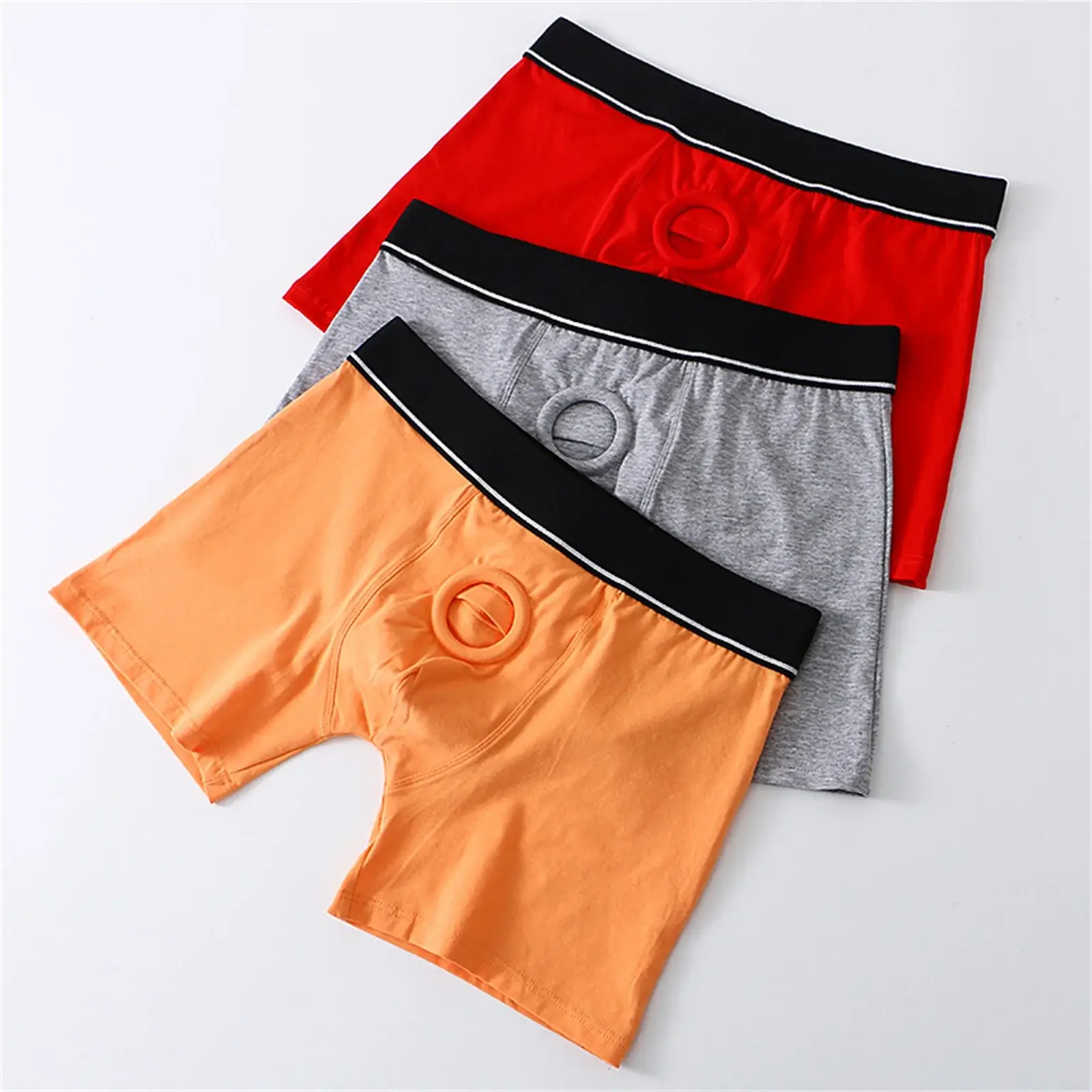 Cock Ring Männer Sexy Jock Loch Boxer Cockring Mann Shorts Unterwäsche Baumwolle Höschen Offene Tasche Unterhose Lange Boxershorts — image 4