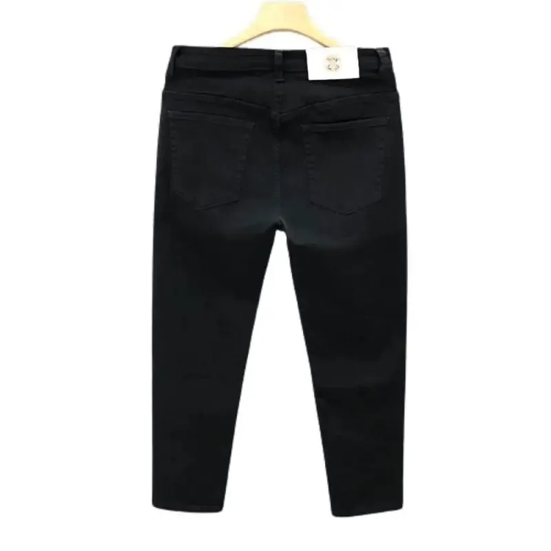 High-Quality Korean Street Men's Slim Jeans for Spring and Autumn with Denim Fabric and Casual Solid White Black Punk Trousers — image 5
