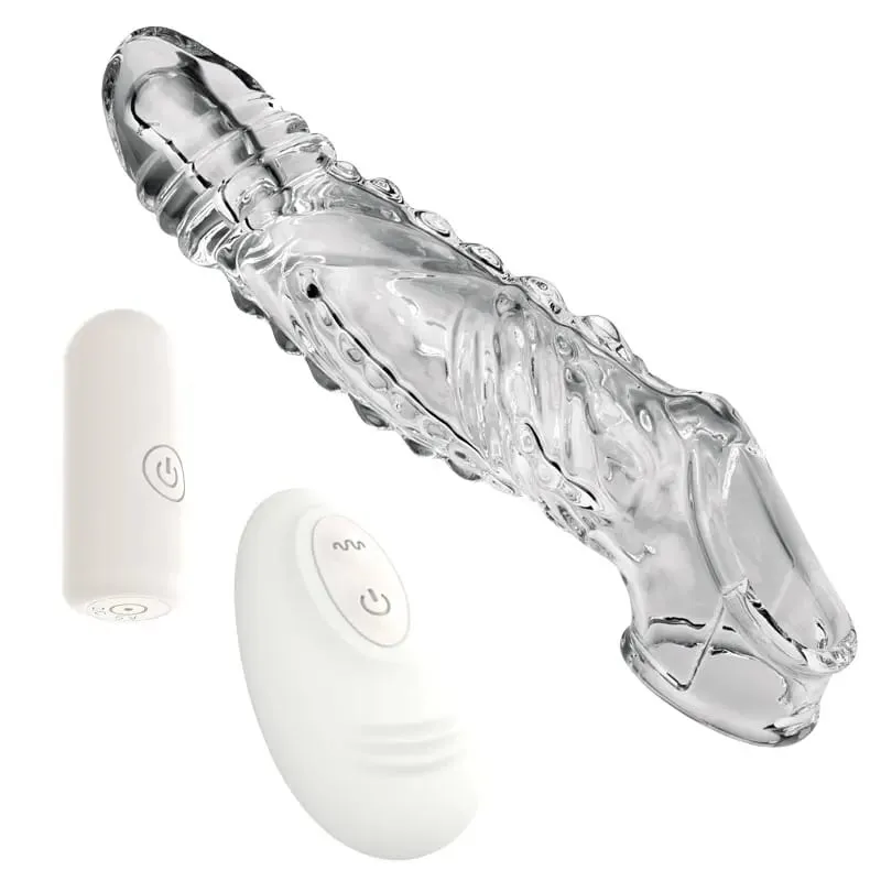 Wireless Vibrating Condoms Enlargement Delay For Men Reusable Dildo Vibrator Penis Ring Sleeve Adult Sex Toy Sex Product 2024