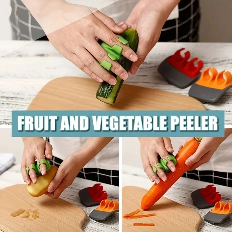 1pc Stainless Steel Handheld Vegetable Peeler with Rubber Finger Grip Comfortable Palm Peeler Suitable for Carrots Etc — image 2