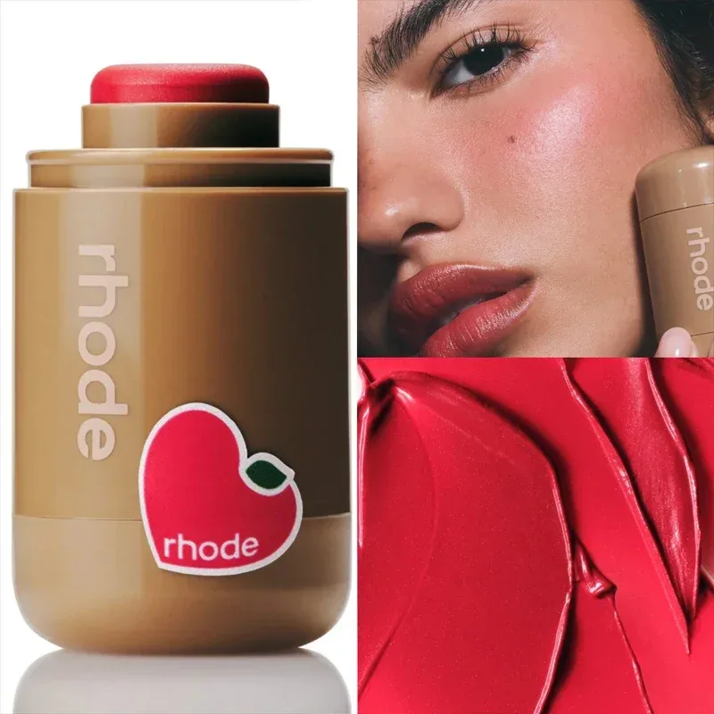 INS Pocket Powder Blusher Stick Lip Cheek Hydrating Stick Natural Rouge Powder Blusher Cream Lipstick Cheek Teacup Candy Color