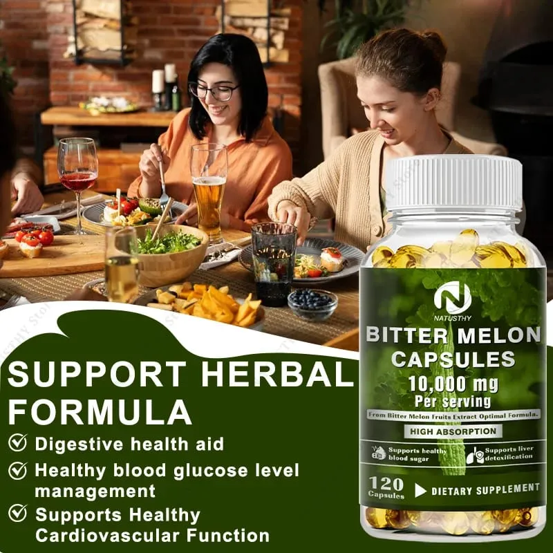 [25:1 Potent Extract] Bitter Melon Capsules – 120 Veggie Caps (10 000mg Equivalent) | Blood Sugar Support Gluten-Free Non-GMO