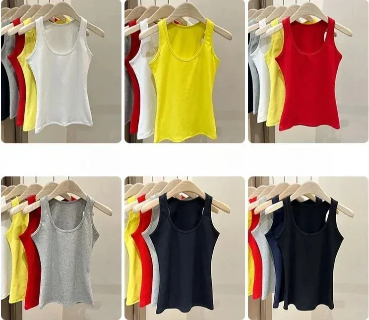New Korean Style U-Neck Sleeveless Strap Tank Tops Slimming Base Layer Top Fashion Minimalist Design Summer Female Solid Camis — image 9