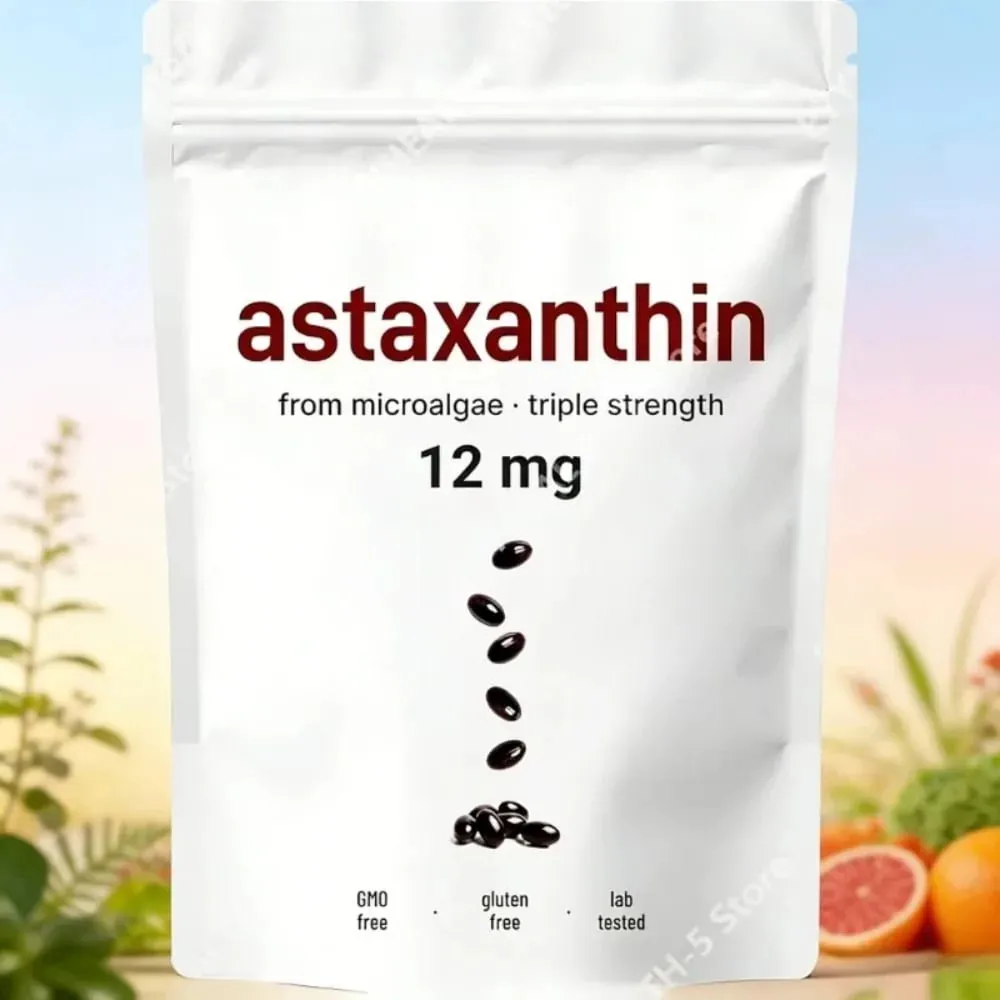 Astaxanthin 12mg Softgels - Hỗ trợ chống oxy hóa hàng ngày Không chứa gluten Không chứa gluten 120 viên dành cho người lớn — image 2