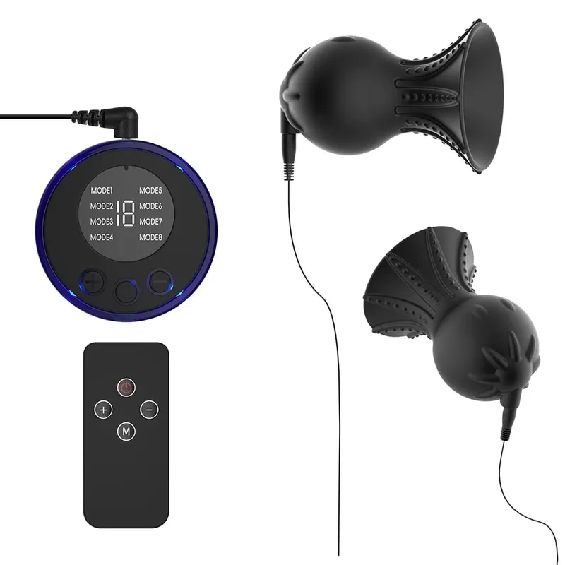 Nipple Sucker Clamps Electro Stimulator Nipples Pussy Breast Clit Masturbator Breast Enlarger Sex Toy Bdsm Tool Electric Shocker — image 4