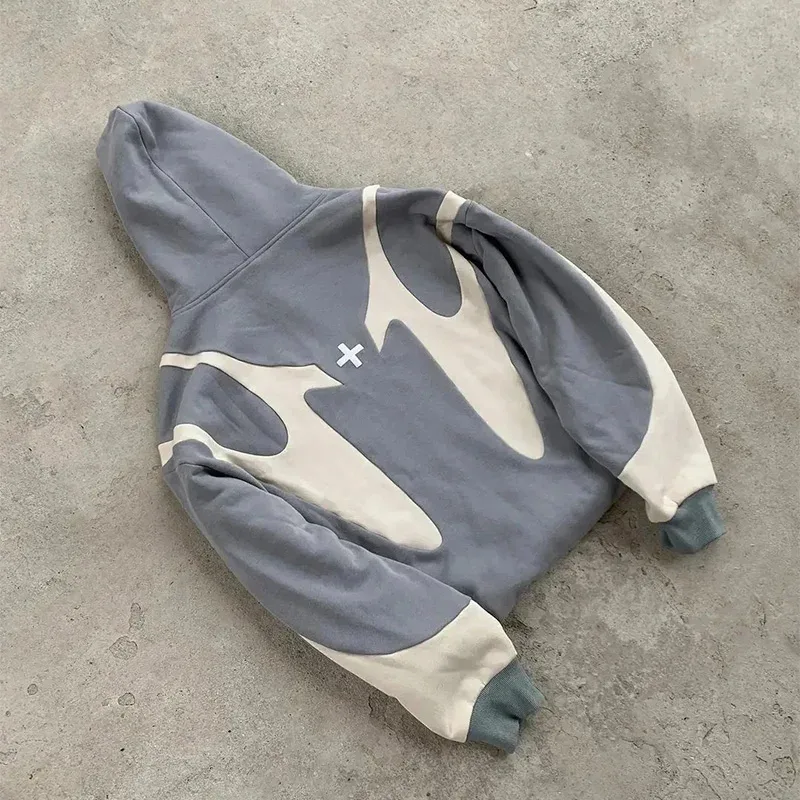 American Retro Letter Printed Devil Pattern Hoodie Y2k Harajuku Casual Couple Zipper Hoodies Sweatshirt Fashion Men's Clothing — image 3