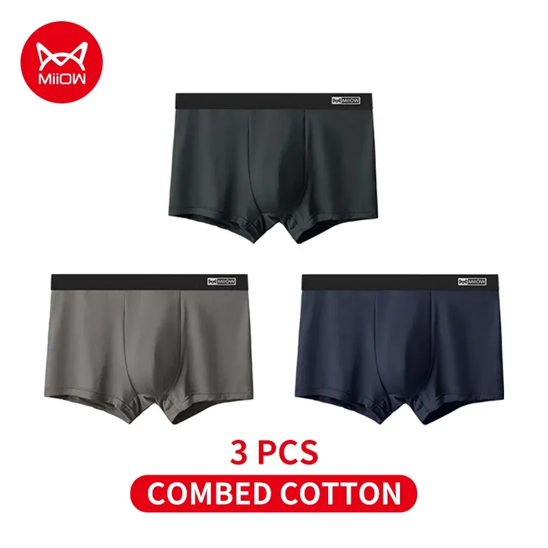 MiiOW 3Pcs Organic Cotton Men Underwear Boxer Shorts Antibacterial Seamless Underpants Male Panties Gift For Men Boxershorts New — image 43