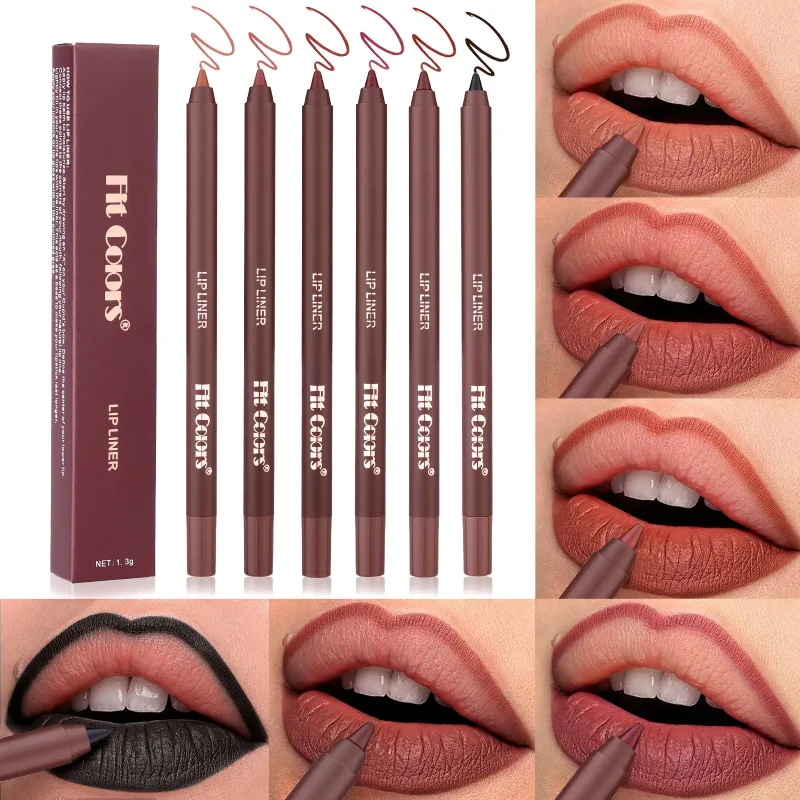 6 Colors Waterproof Matte Lipliner Pencil Black Red Contour Tint Lipstick Long Lasting Non-stick Cup Moisturising Lips Makeup — image 5