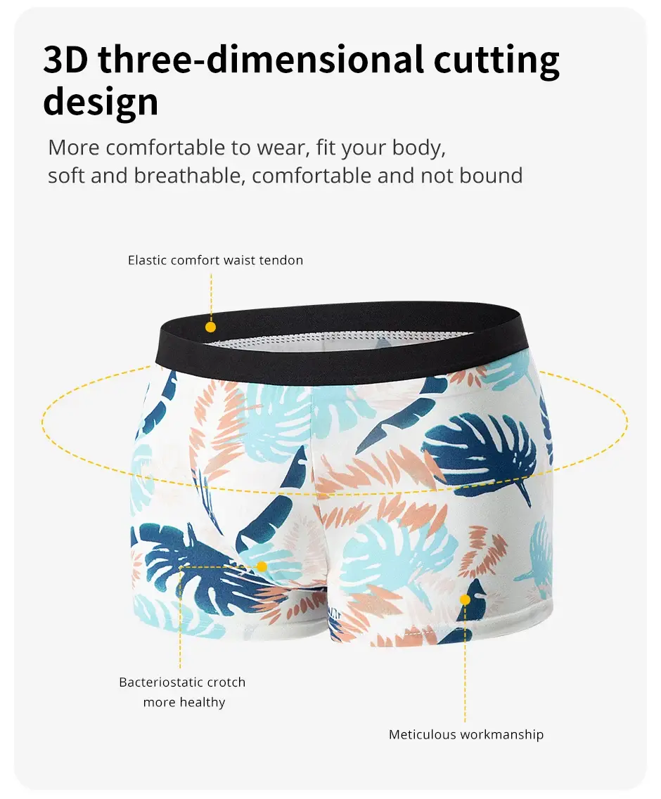 4-Piece Men'S Fashionable And Charming Flower Underwear Comfortable And Breathable Crotch Boxers Teenagers Plus Size Underwear. 3256807037417234 — image 8