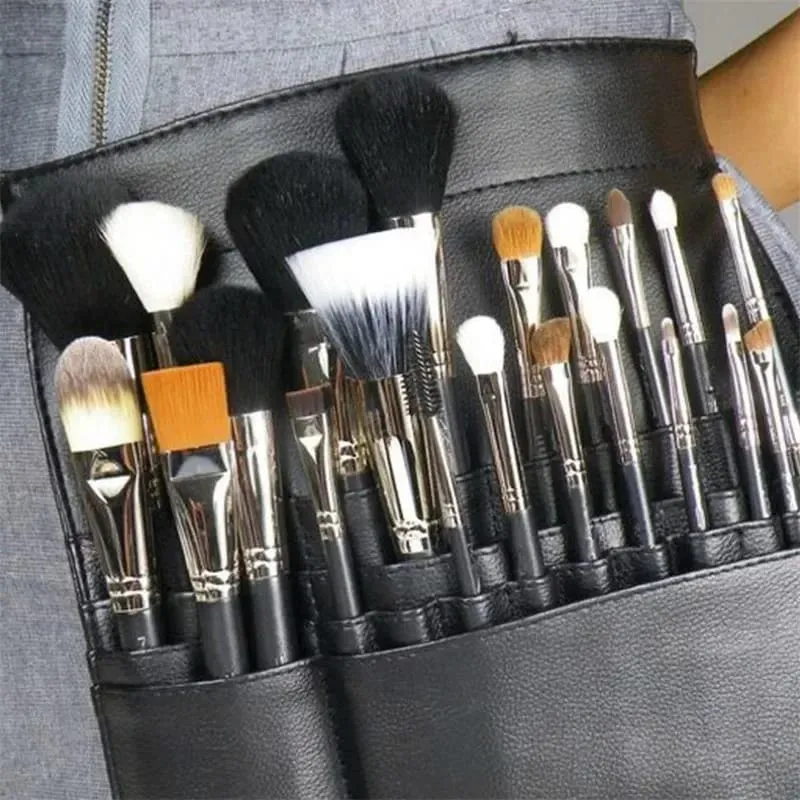Multi-function Professional Makeup Brush Bag With Belt PU Leather Cosmetic Bag Waist Bag For Makeup Artist Large Capacity 20#47 — image 4