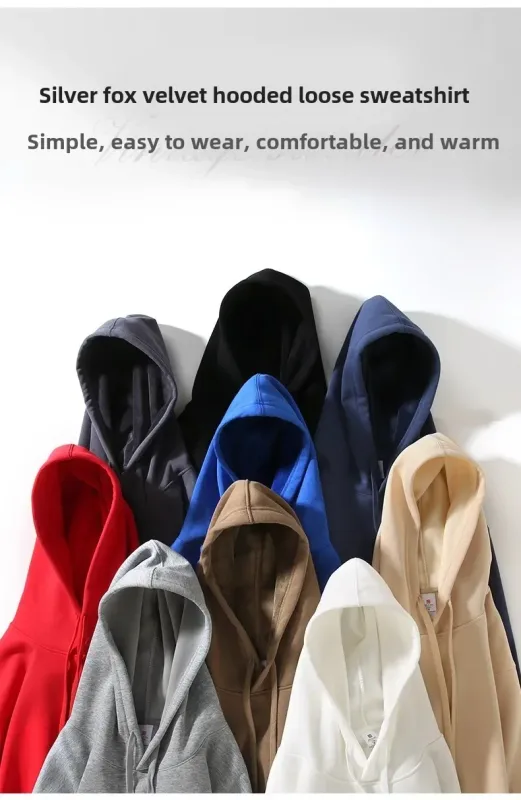 Customized Your Brand Logo DIY Design 600GSM Mens Hoodies High-quality Women Sweatshirt Solid Color Cotton Loose Streetwear — image 23