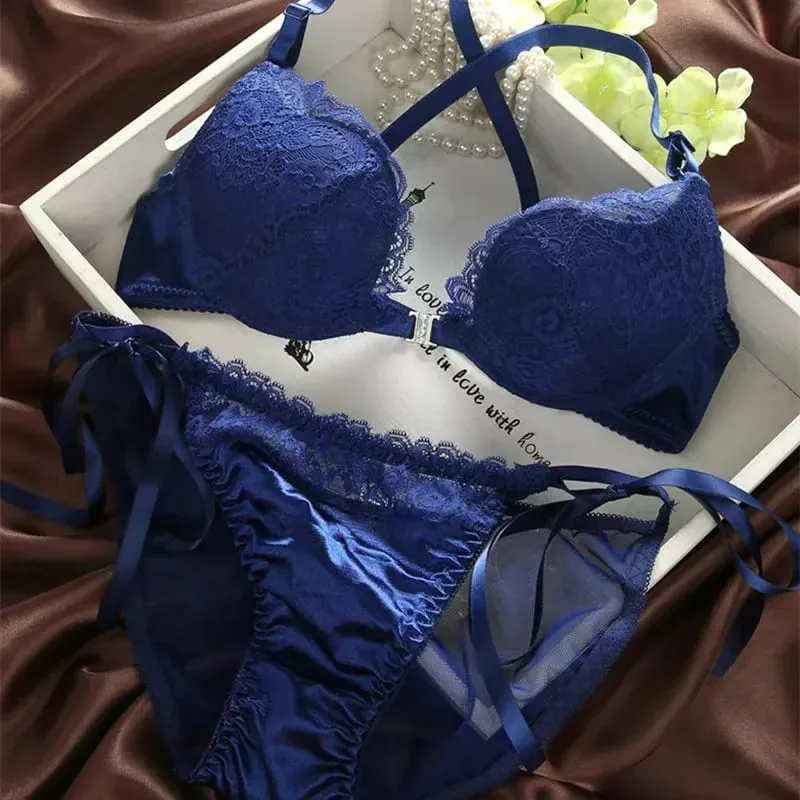 Sexy Lace Bra Set Front-Buckle Backless Push Up Adjustable Lingerie — image 7