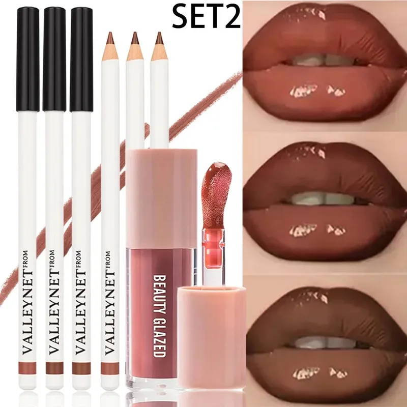 4pcs/set Lip Combo: 3Pcs Matte Lip Liners + 1 Lip Oil Matte Long Lasting Waterproof Velvety Perfect for Everyday Makeup — image 4