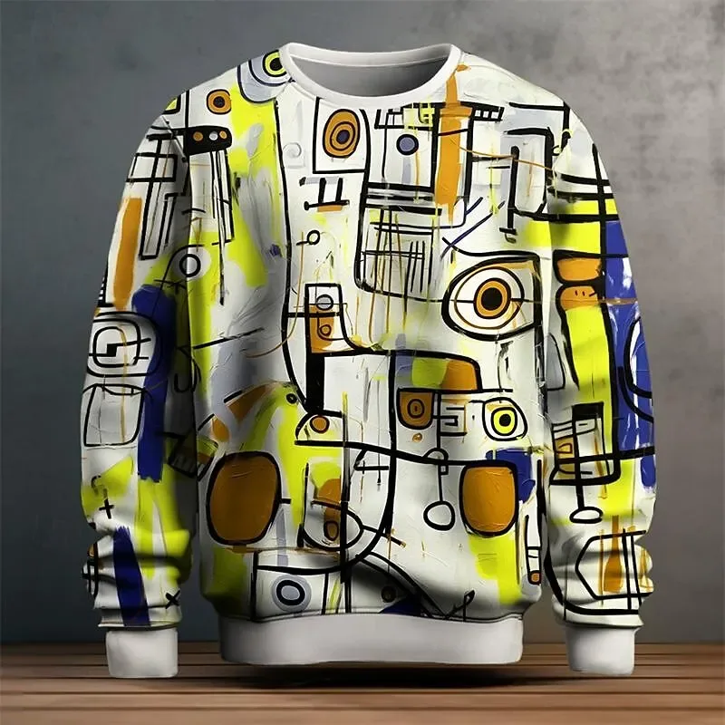 Baju Sweat Grafik Lelaki untuk Lelaki Pullover Graffiti Baju Sweat Lengan Panjang Krew Leher Fesyen Percutian Harian Kasual Percutian Baru