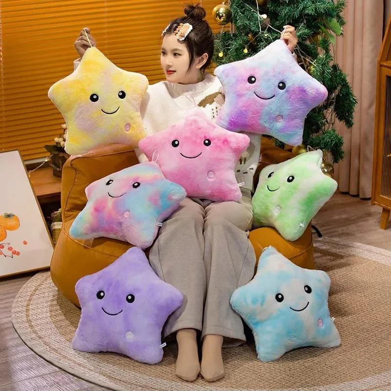24*22CM Luminous Five-pointed Star Plush Toys Glowing Star Stuffed Soft Doll Pillow Nice Halloween Xmas Gifts — image 4