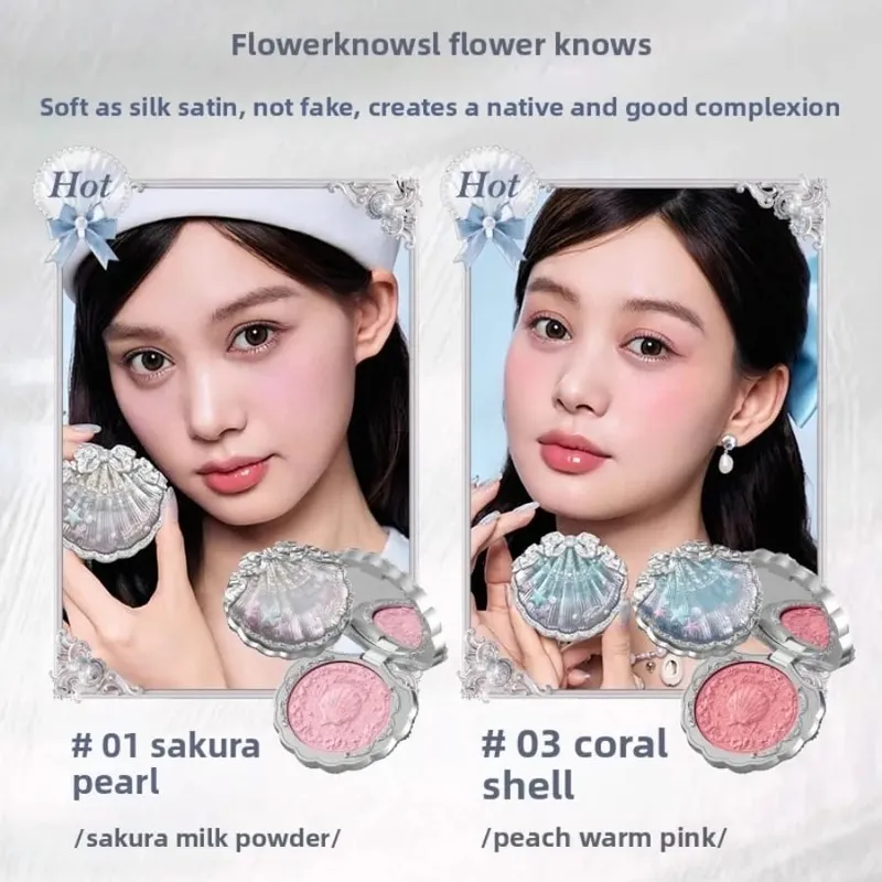 Makeup Set Flower Knows Shell Pearl Bunny Garden Setting Powder Lip Gloss Blush All In One Baking Powder Glitter Highlighter Kit — image 6