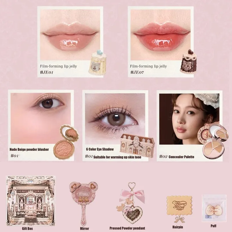 Flowerknows THE SWEETIE BEAR COLLECTION ชุดของขวัญแต่งหน้า All In คอนซีลเลอร์ Palette Blush Setting Powder Lip Jelly ของขวัญกล่องกระจก — image 11