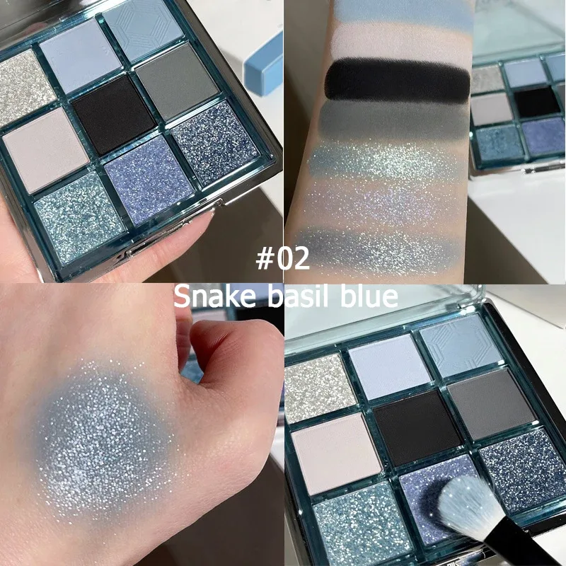 9-Color Eye Shadow Palette - Vibrant Colors Shiny Palette Waterproof and Durable Suitable for Music Festival Makeup
