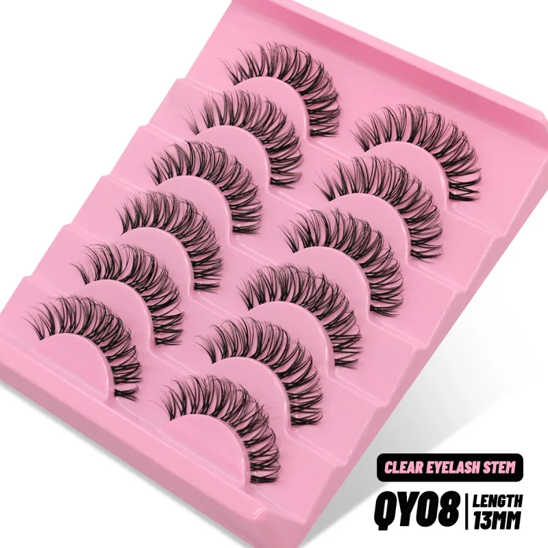 Cat eye Lashes 5/6 pairs Clear Band Lashes Natural Look 6D Wispy Eyelashes False Lashes Eyelashs Extension