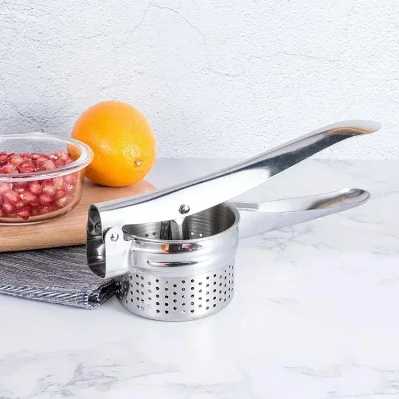 Masher Ricer Press Mashed Potatoes Stainless Steel Crushing Puree Fruit Vegetable SqueezerJuicer Press Maker Kitchen Tools — image 4