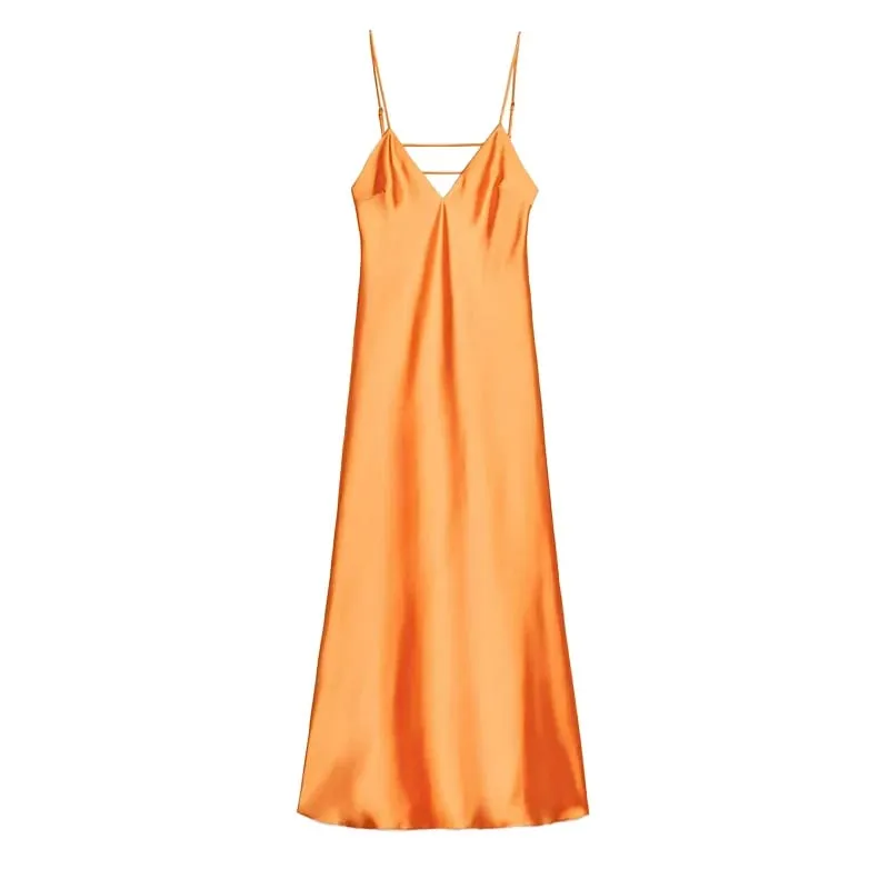 Vestido sexi de satén amarillo con encaje y retales, vestido femenino con tirantes finos, sin mangas, cuello en V, corte al bies, bata de fiesta nocturna de verano 2026 — image 14