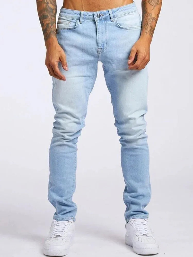 Jeans Lelaki Elastik Kurus Warna Pepejal Seluar Pensel Regangan Slim Fit Denim Jeans Joging Streetwear Koboi Seluar Kasual Blck — image 6