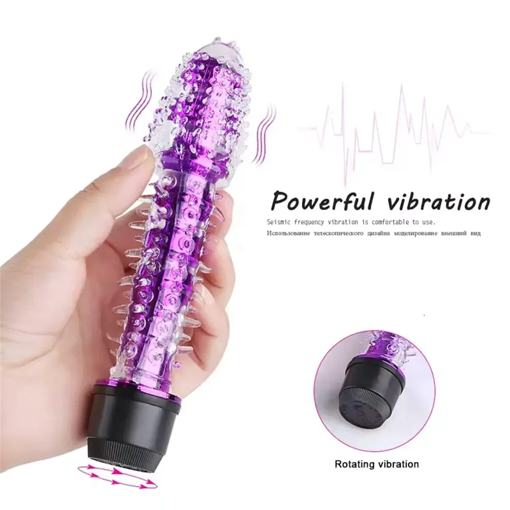 Small Bald Vibrators G-Spot Vibrator for Women Realistic Jelly Dildo with Thorn Dragon Beard Clitoris Stimulator Adult Sex Toys — image 4