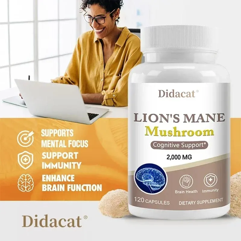 Lions Mane Brain & Focus Supplement - Mushroom Powder Extract Capsules - Non-GMO & Gluten Free to Improve Cognitive Health — image 2