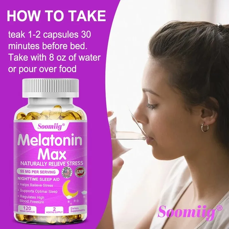 Melatonin 55mg - with MSM Zinc Vitamin D3 & B6 Fall Asleep Faster Stay Asleep Longer Easy To Take Vegan Non-GMO Supplement