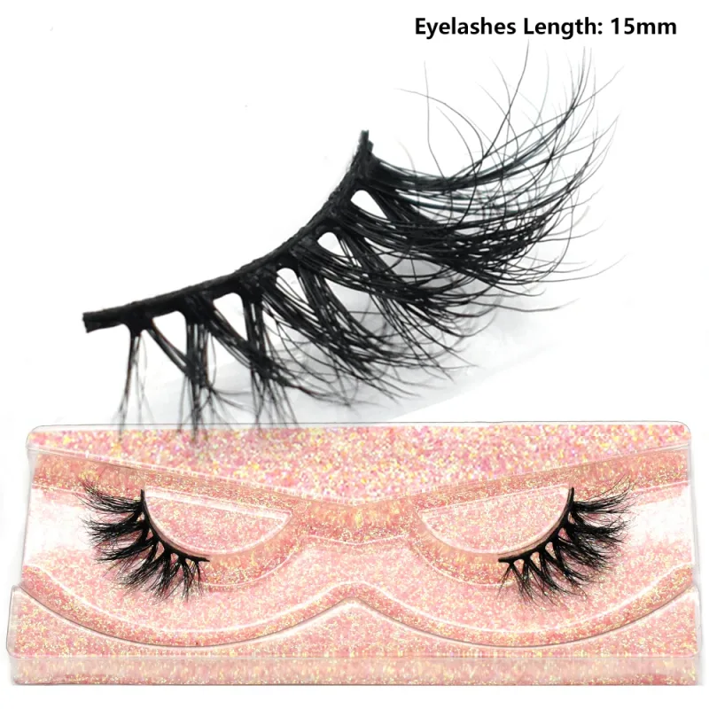 Demi-cils naturels 3D en vison, courts, duveteux, vaporeux, bande croisée, doux, Extension, maquillage — image 31