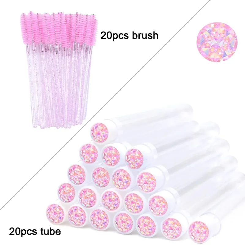 20Pcs Eyelash Brush Tubes With Crystal Lash Mascara Wands Eyebrow Comb Spoolies Container Lash Brush Applicators Makeup Tools — image 8