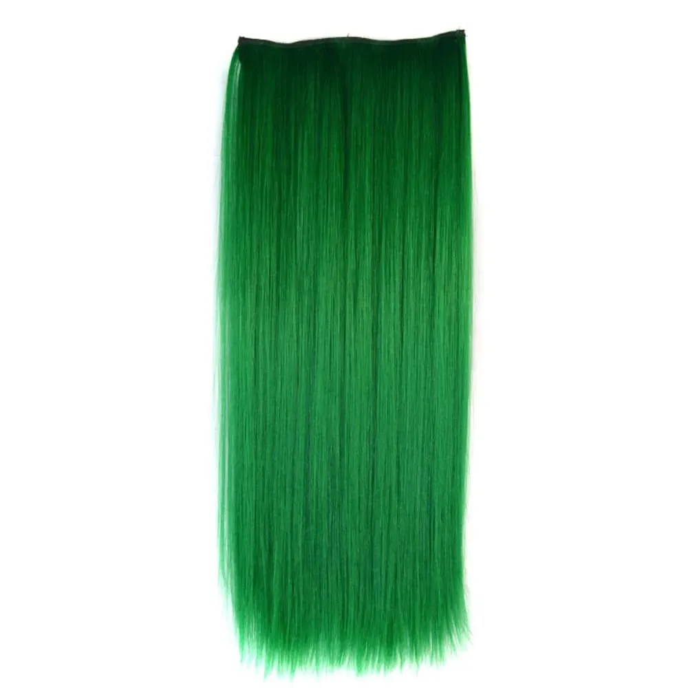 24 Inch Synthetic One Piece 5 Clips In Hair Extensions Long Straight High Temperature Fiber Colorful Hairpiece for Women — image 6