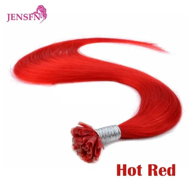 Color Straight Fusion Nail U Tip Human Hair Extensions Keratin 0.5g/Strand 20" Inch For Salon For Women A Variety of Color — image 15