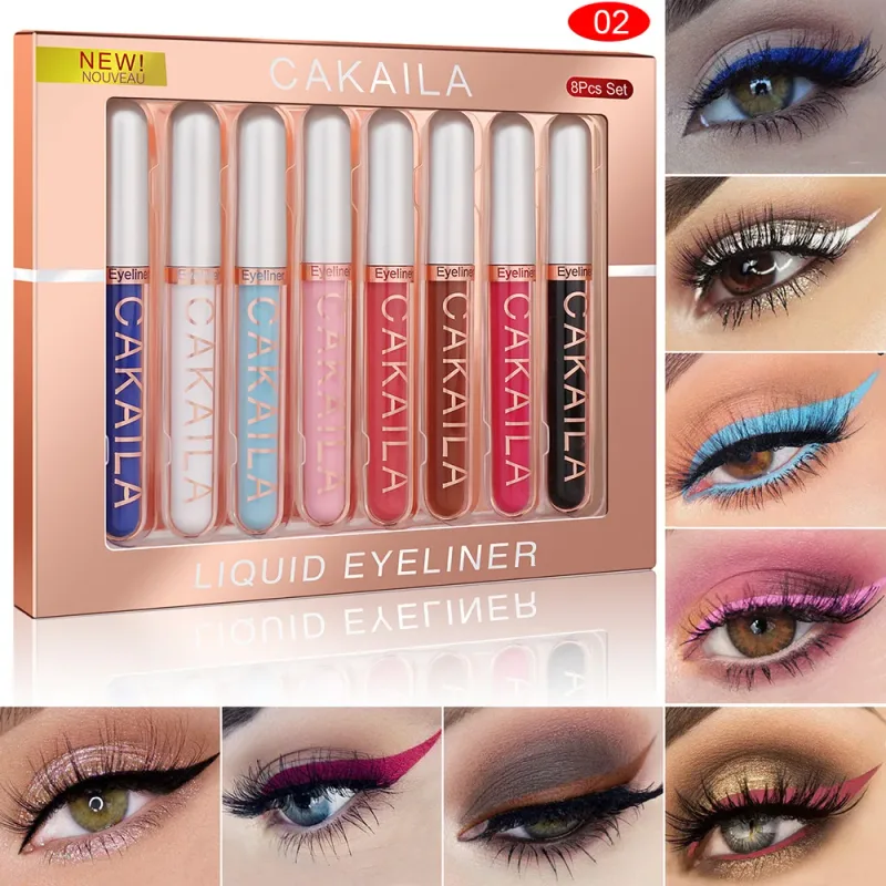 8-Color Set Waterproof Eyeliner Pens Long-lasting Glitter & Colored Eye Makeup Cosmetics Beauty Matte Eye Liner Pencil Kit — image 8