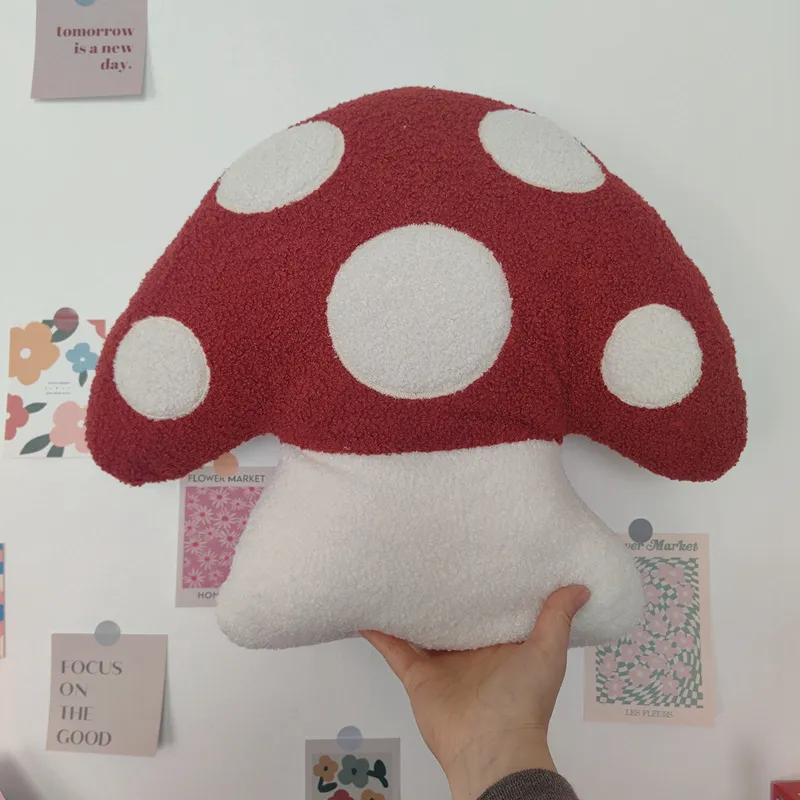 Almohada con forma de seta de 45x40cm, juguetes de peluche suaves, cojín para sofá con forma de seta simulada, sala de estar para el hogar, regalo de cumpleaños para niños y niñas — image 3