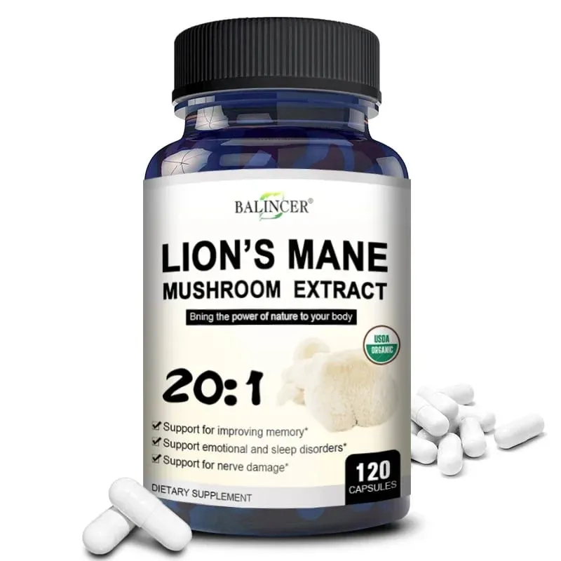 Lion's Mane - Nootropic Brain Memory & Boosts Immune System & Stress Relief Mood and Sleep Health Fights Stress Non-GMO