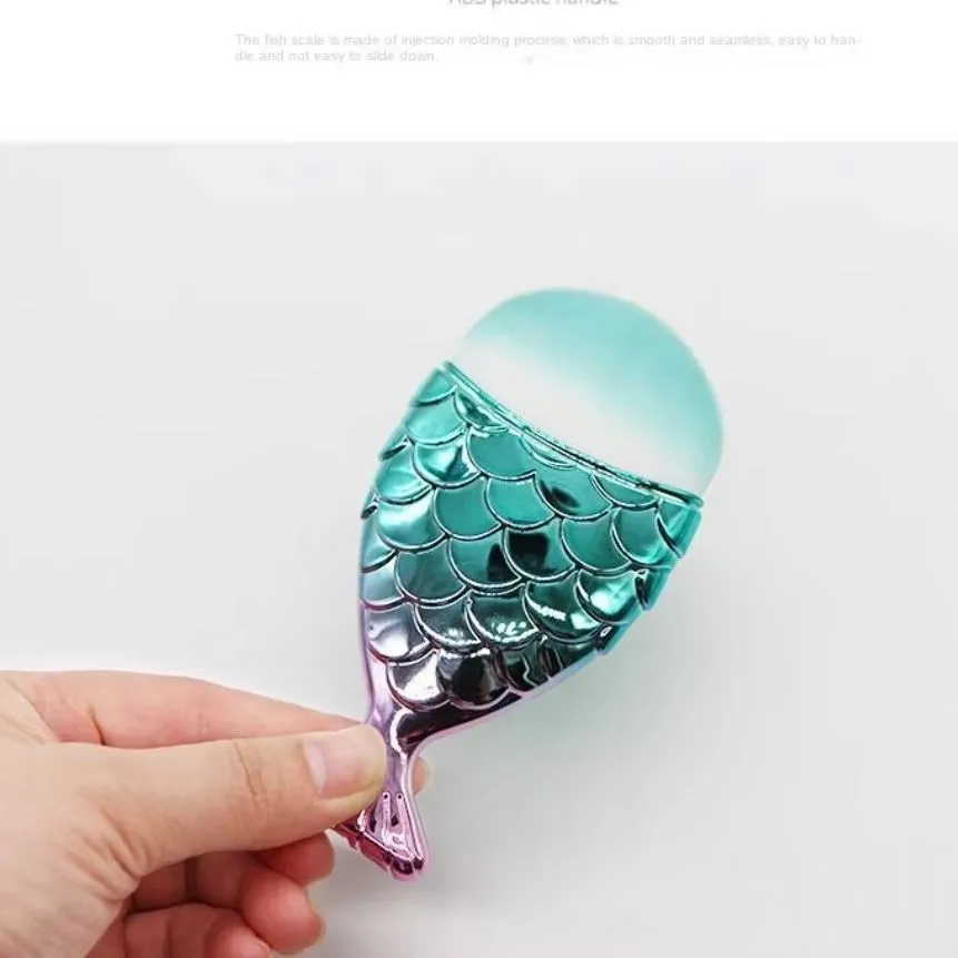 Soft Colorful Fish Tail Shape Makeup Brush Mermaid Face Blush Powder Brush Multi-Function Nail Brush Cosmetic Brushes Tool — image 2