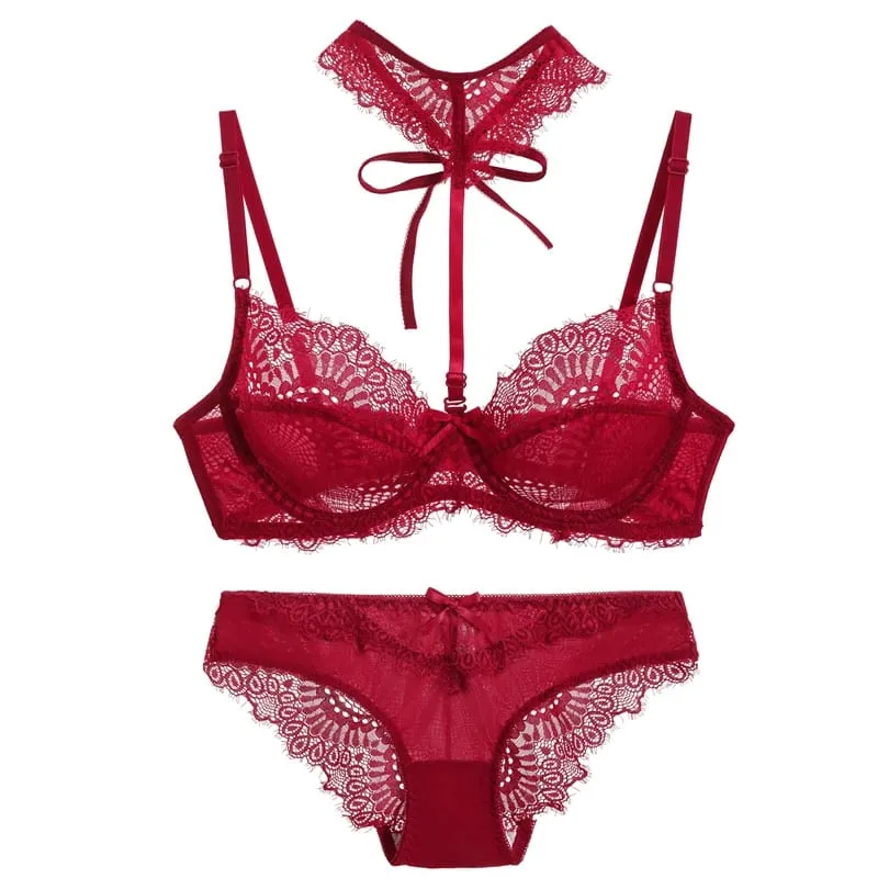 2024 Sexy Red White Purple Pink Black Beige Underwear Plus Size Lingerie 34/75 36/80 38/85 40/90 42/95 44/100 BCDE Cup Bra Sets — image 1