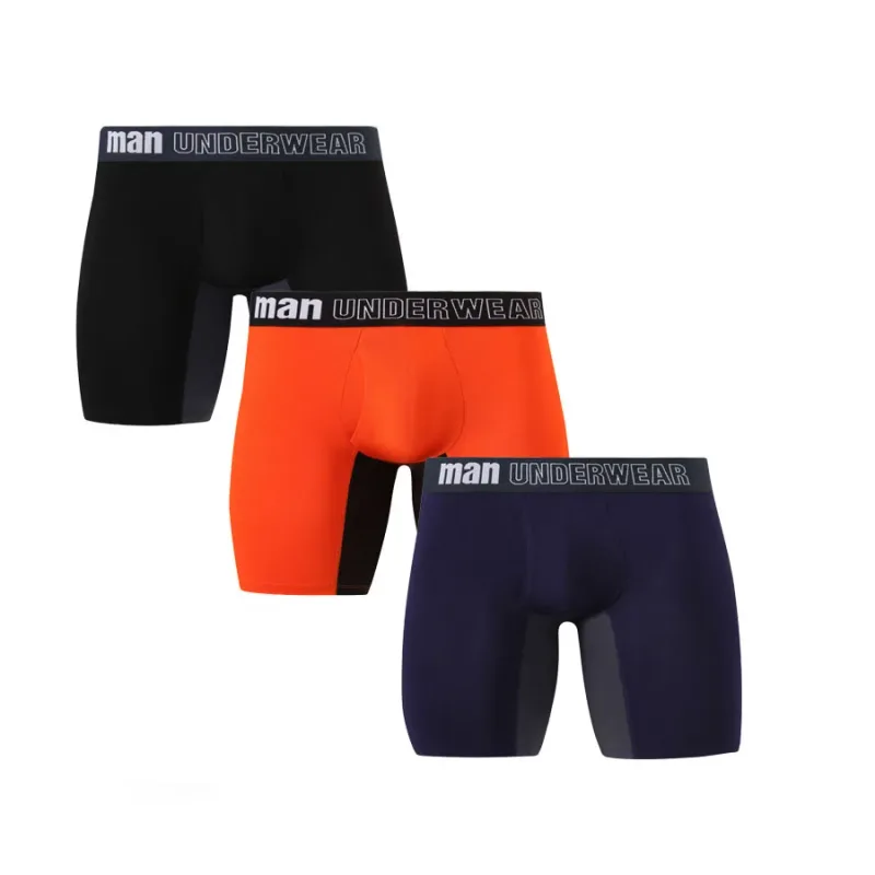3 pièces hommes boxeurs grande taille Sexy culottes sous-vêtements Pack Boxer Shorts bambou fibre culotte caleçon Long Homme culotte 5XL-7XL