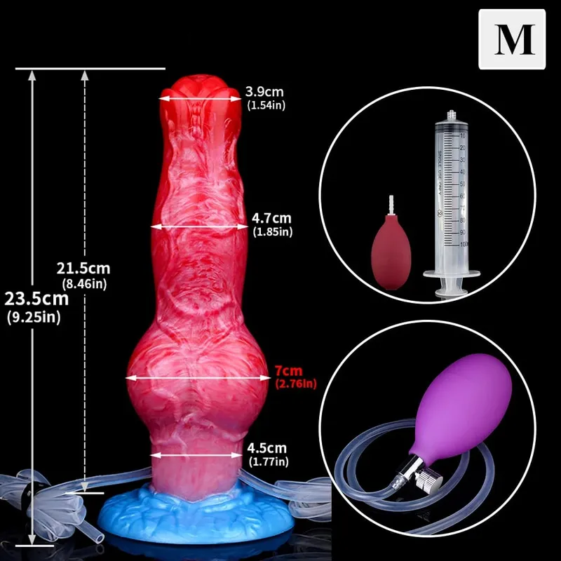 Ejaculation Anal Plug Dog/Wolf Dildo Inflatable Big Knot Penis with Squirting Function Strong Sucker Sex Toy for Women Men — image 10