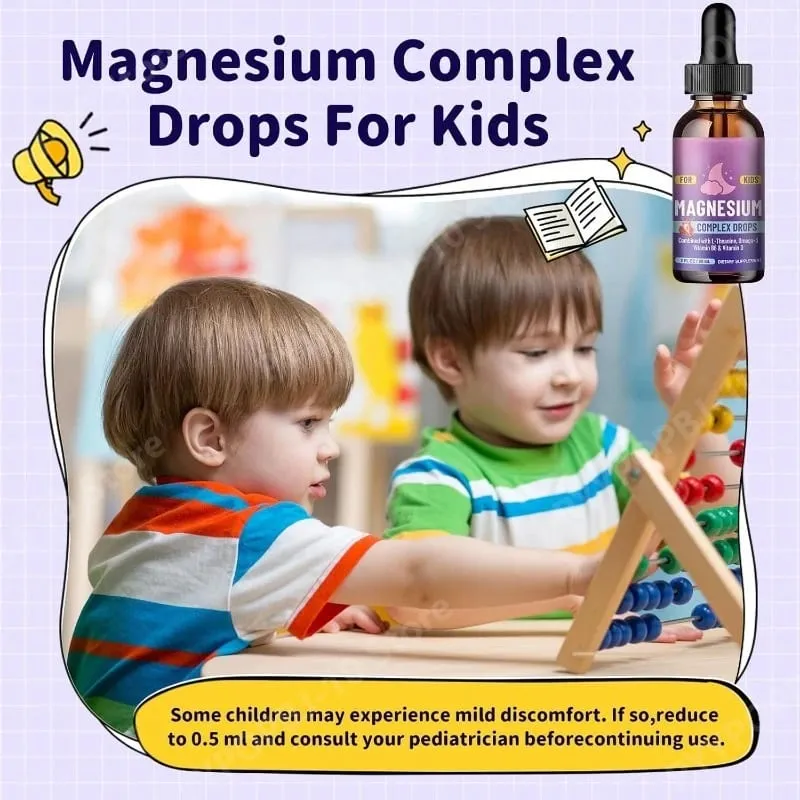 Gouttes liquides de glycinate de magnésium pour enfants avec L-théanine oméga-3 vitamine B6 D3 pour la relaxation du sommeil 2 Fl Oz saveur de fraise — image 2