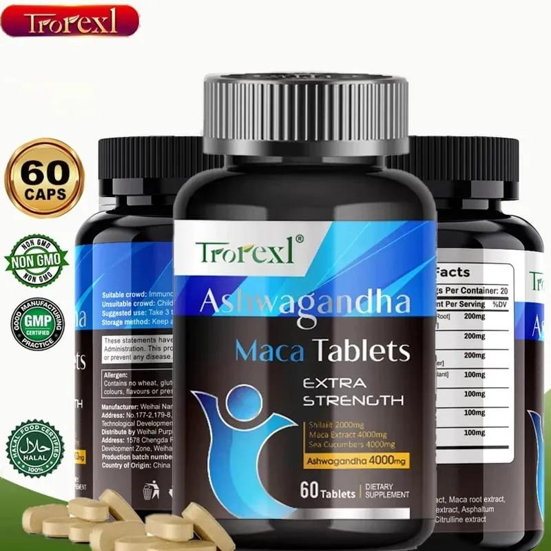 Ashwagandha Maca Tablets Male Enhancing Supplement Improved Energy & Endurance Promotes Size Support Highest Potency — image 1