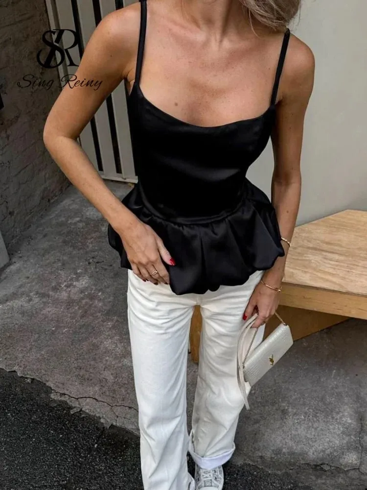 Satin Party Evening Tank Top 2026 Ladies Strap Zipper Design Backless Sexy Blouse Streetwear Solid Luxury Camisole — image 5