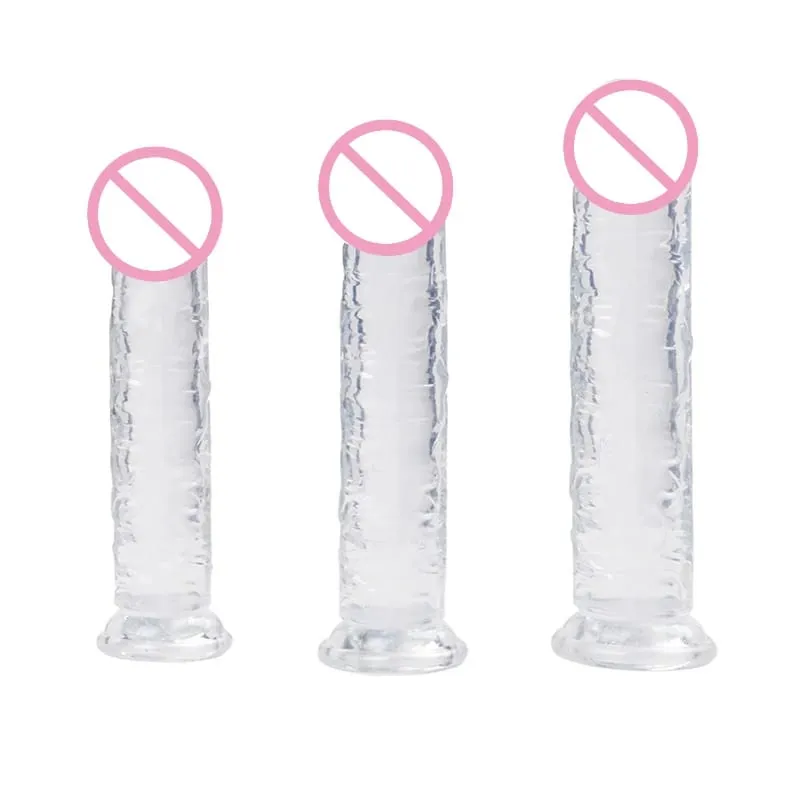 Transparent Eggless Fake Penis Soft Realistic Fake Dick Penis Sucker Butt Plug Sex Toys for Couples Vagina Anal Sex Toys Dildo