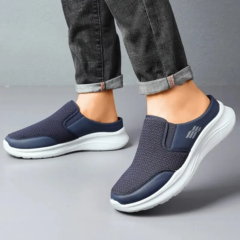 Pull-on Dual Wear Åndbar Grid Strik Walking Mules Integreret Elastisk Side Gore Panel Rib Segmenteret Fuldt hvidt Fodtøj — image 4