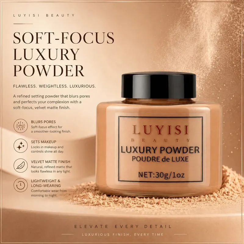 Facial Makeup Set:1pc Matte Loose Powder+1pc Waterproof Fundation High-Coverage Long-Lasting Oil Control Creat Natural Looks. — image 7
