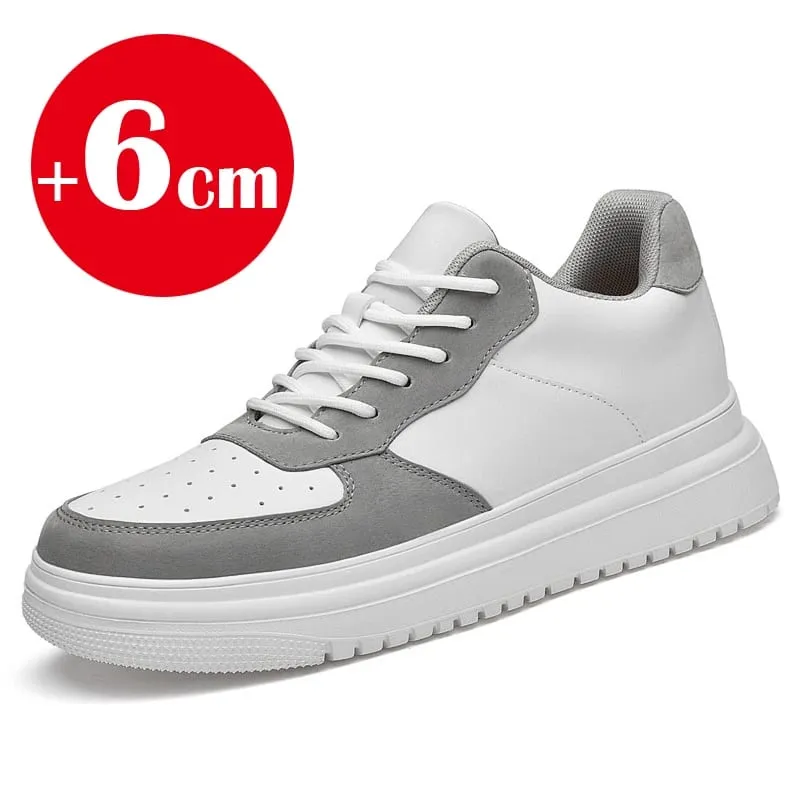 2026 New Height Increasing Shoes for Men 8cm Invisible Elevator Sneakers White Leathe Sport Zapatillas De Hombre Big Size 46 — image 11