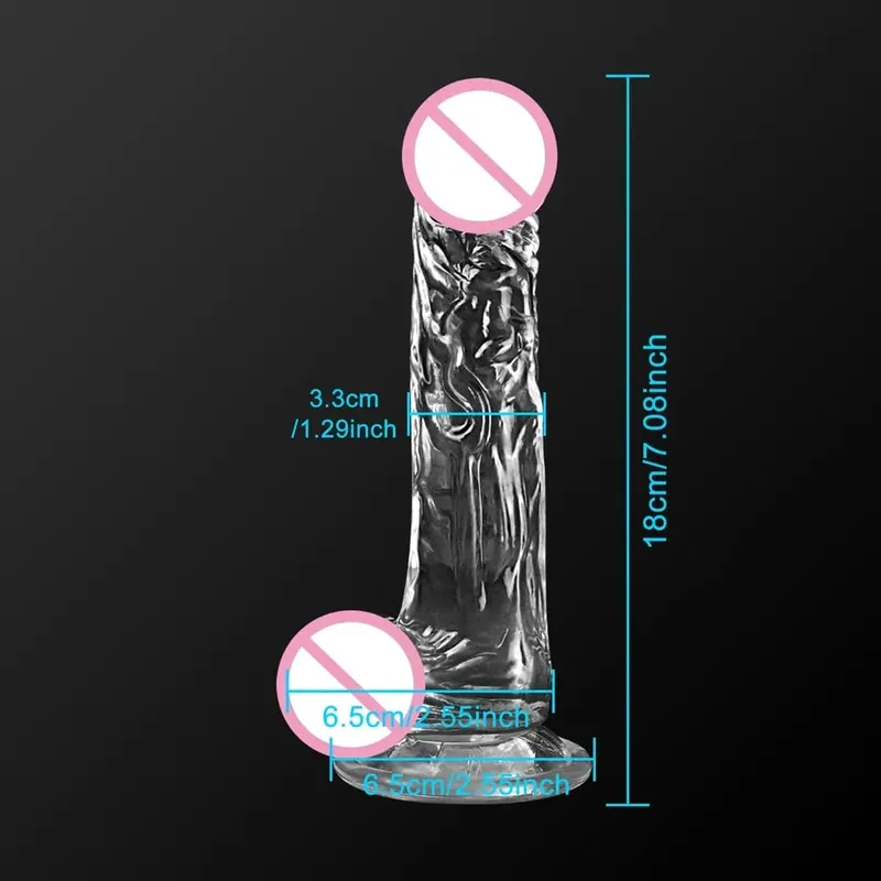4 Sizes Transparent Soft Jelly Dildo Realistic Fake Dick Penis Sucker Butt Plug Sex Toys for Woman Men Vagina Anal Sex Toys