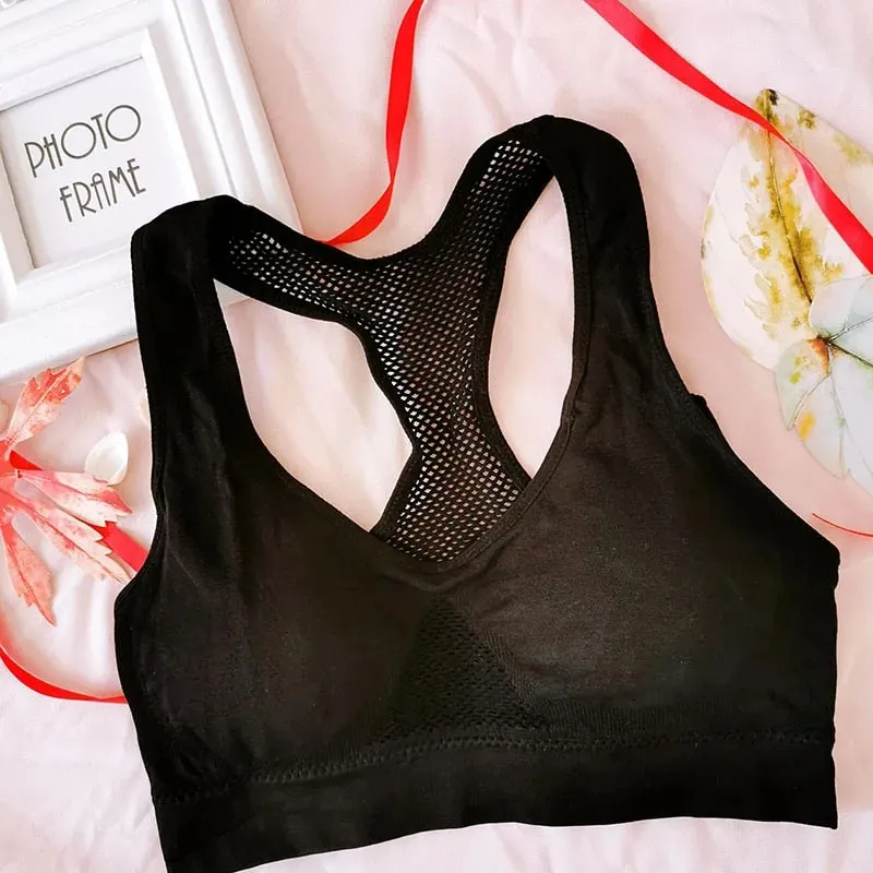 Women Breathable Sports Bra Absorb Sweat Shockproof Padded Gym Running Fitness Double Layer Seamless Yoga Sports Bra Underwear — image 14