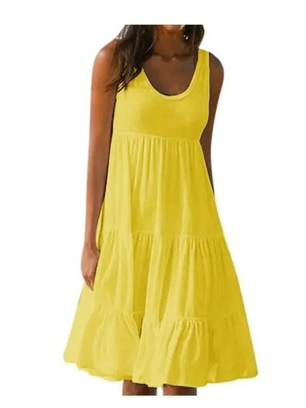 Oversized O Neck Sleeveless Ruffles Loose Beach Dress Women Boho Solid Color Plus Size Elegant Sundress Club Party Vestidos — image 8